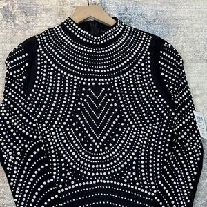 80s Maximalist Beaded Mini Dress Windsor Black NWT Size Small Party Glam